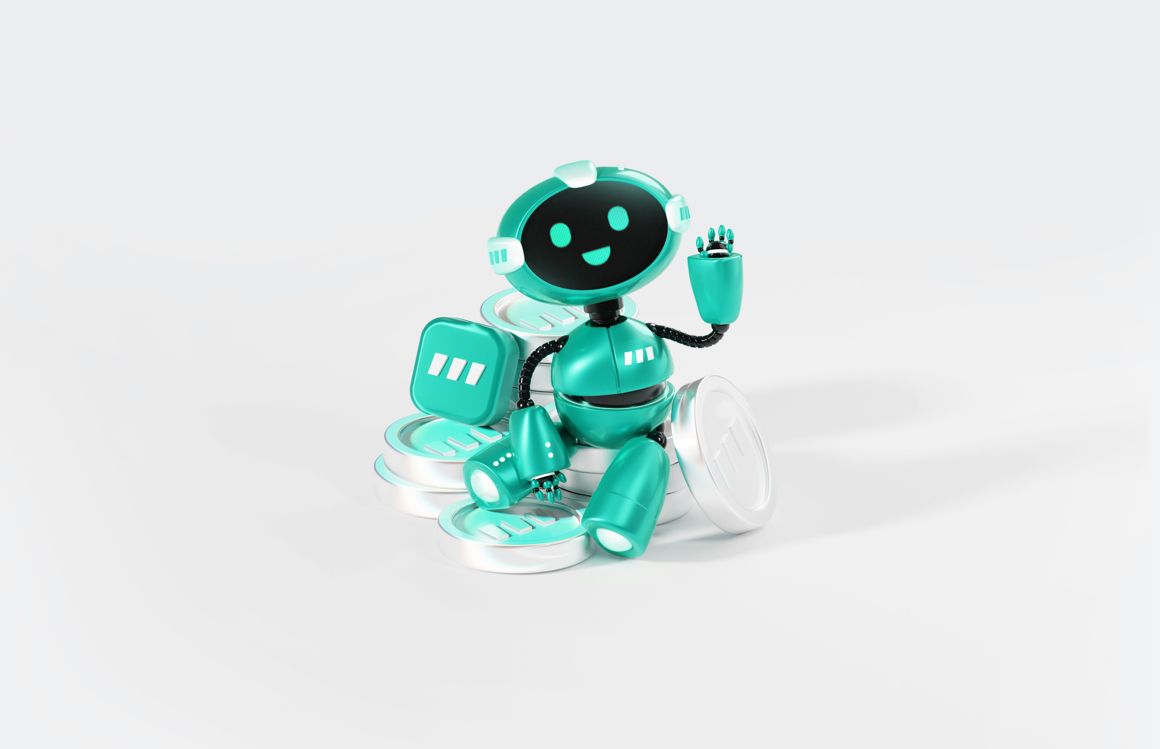 Vriendelijke robot als illustratie van de BisFox AI-boekhoudassistent
