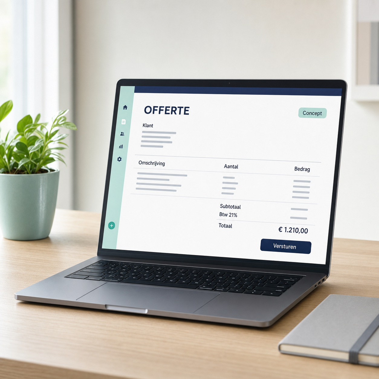 Offerte opstellen op laptop